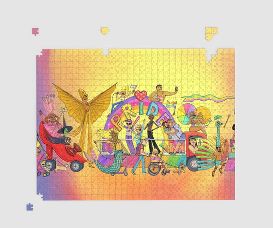 Pride Parade Jigsaw Puzzle with fun colors, inclusive representation and celebratory vibes