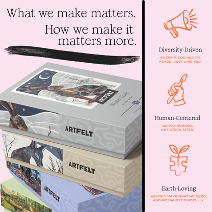 Stack of jigsaw puzzles with product features