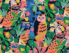 Midnight Owls Jigsaw Puzzle Artwork by pattern designer Roochita Chachra