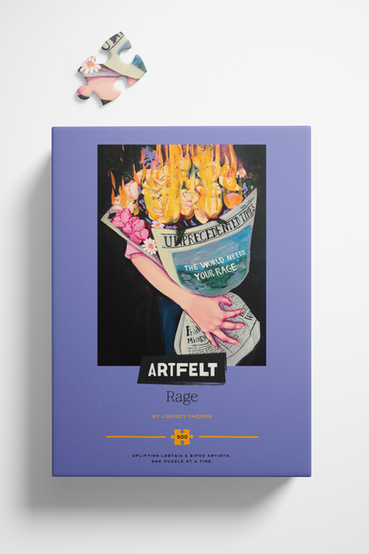 Artfelt Jigsaw Puzzle 'Rage' in packaging on white background