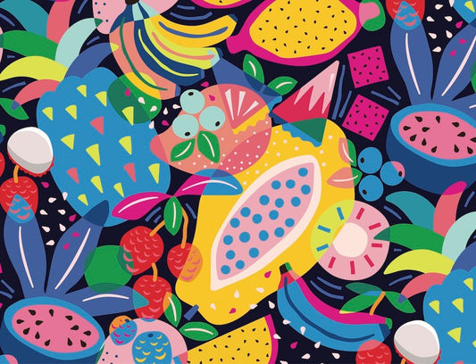 Tropical Fruit Bounty Jigsaw Puzzle artwork by pattern designer Roochita Chachra