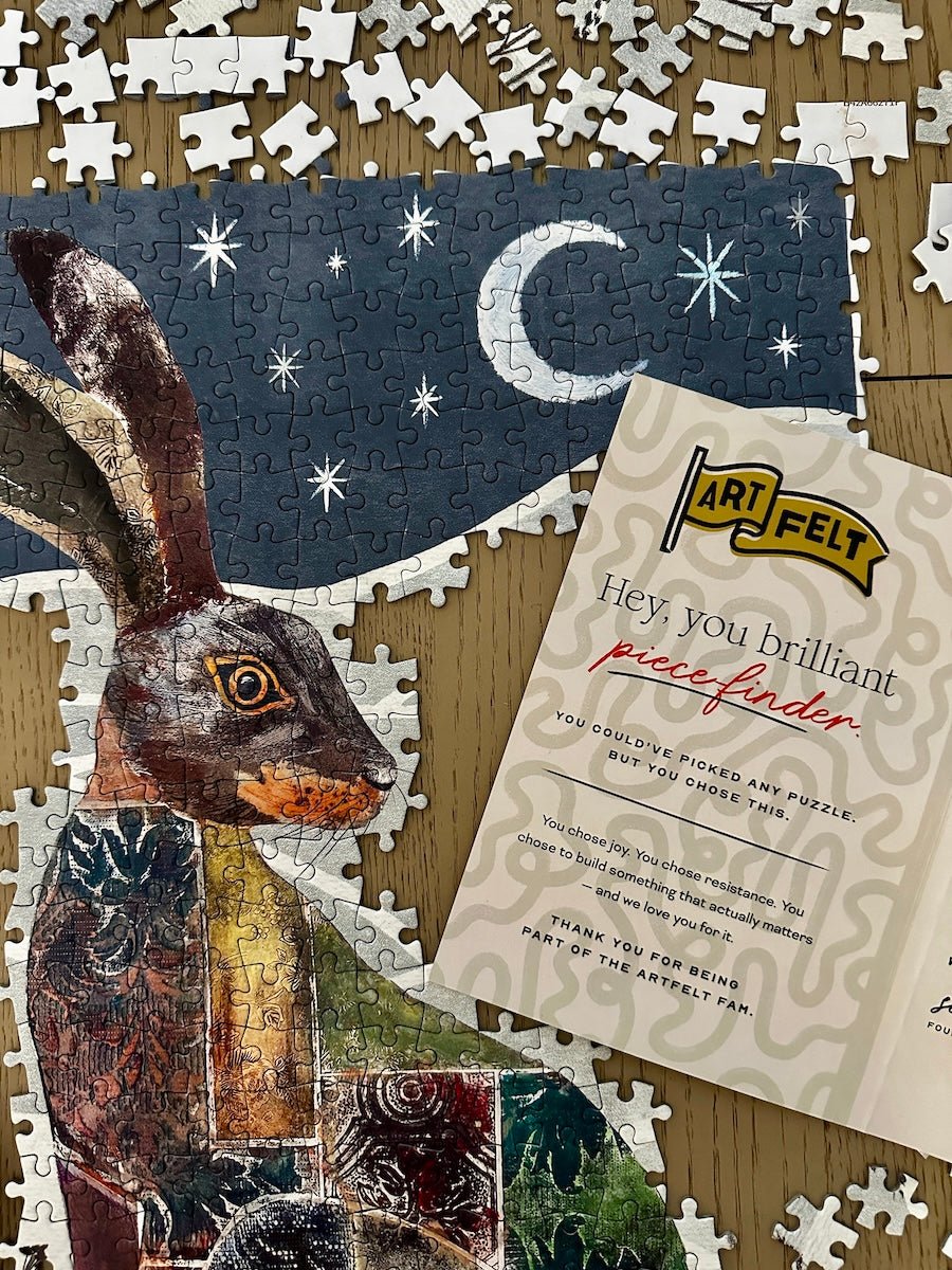 Winter Hare Jigsaw Puzzle in progress